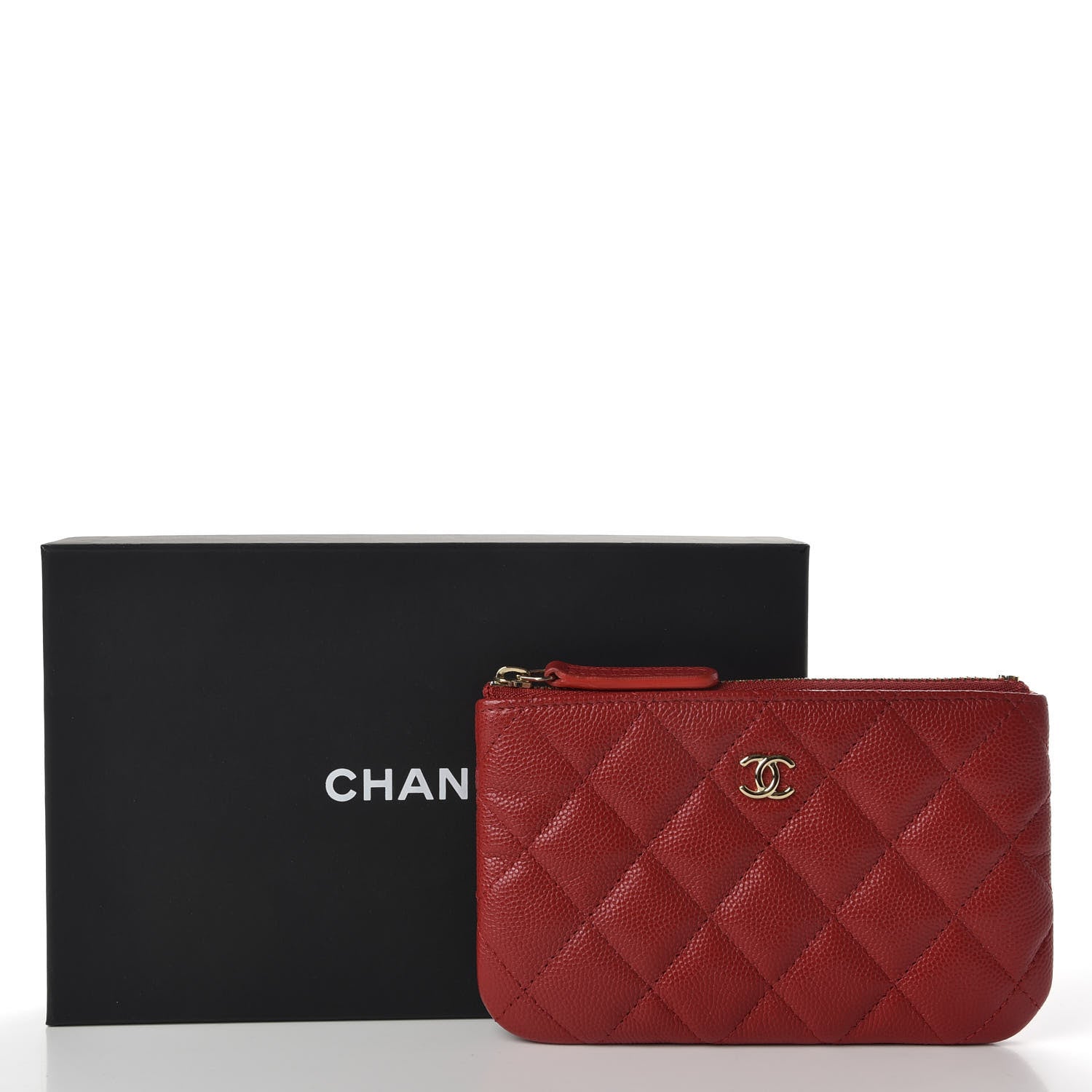 Chanel Caviar Quilted Small Cosmetic Case Dark Red 8 of 8