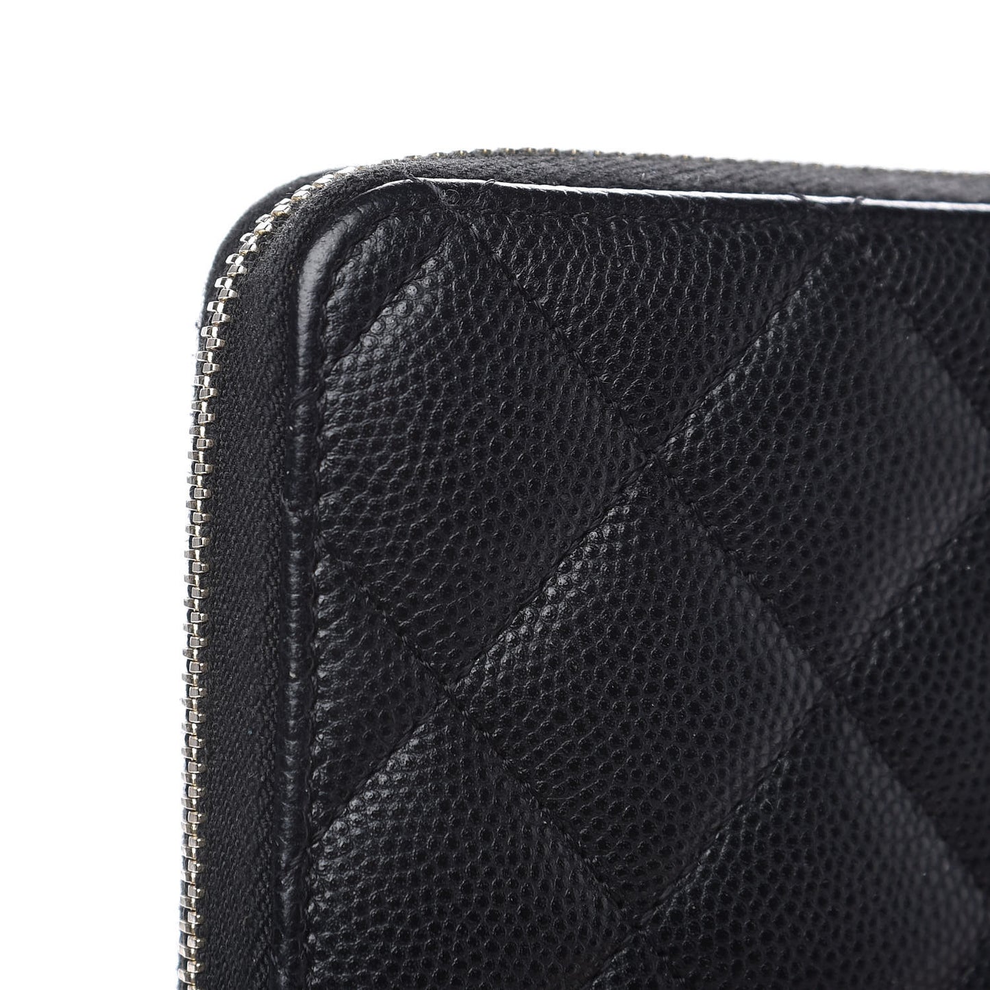 Caviar Quilted Medium Zip Around Wallet Black