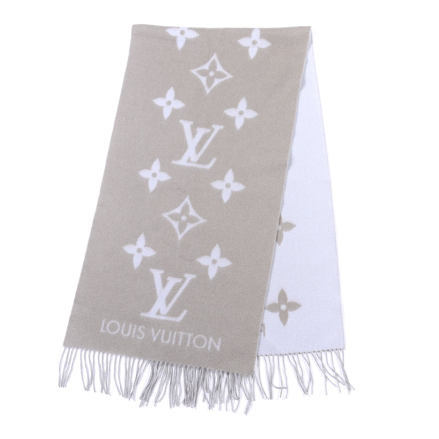 Louis Vuitton Cashmere Monogram Reykjavik Scarf Greige 2 of 4