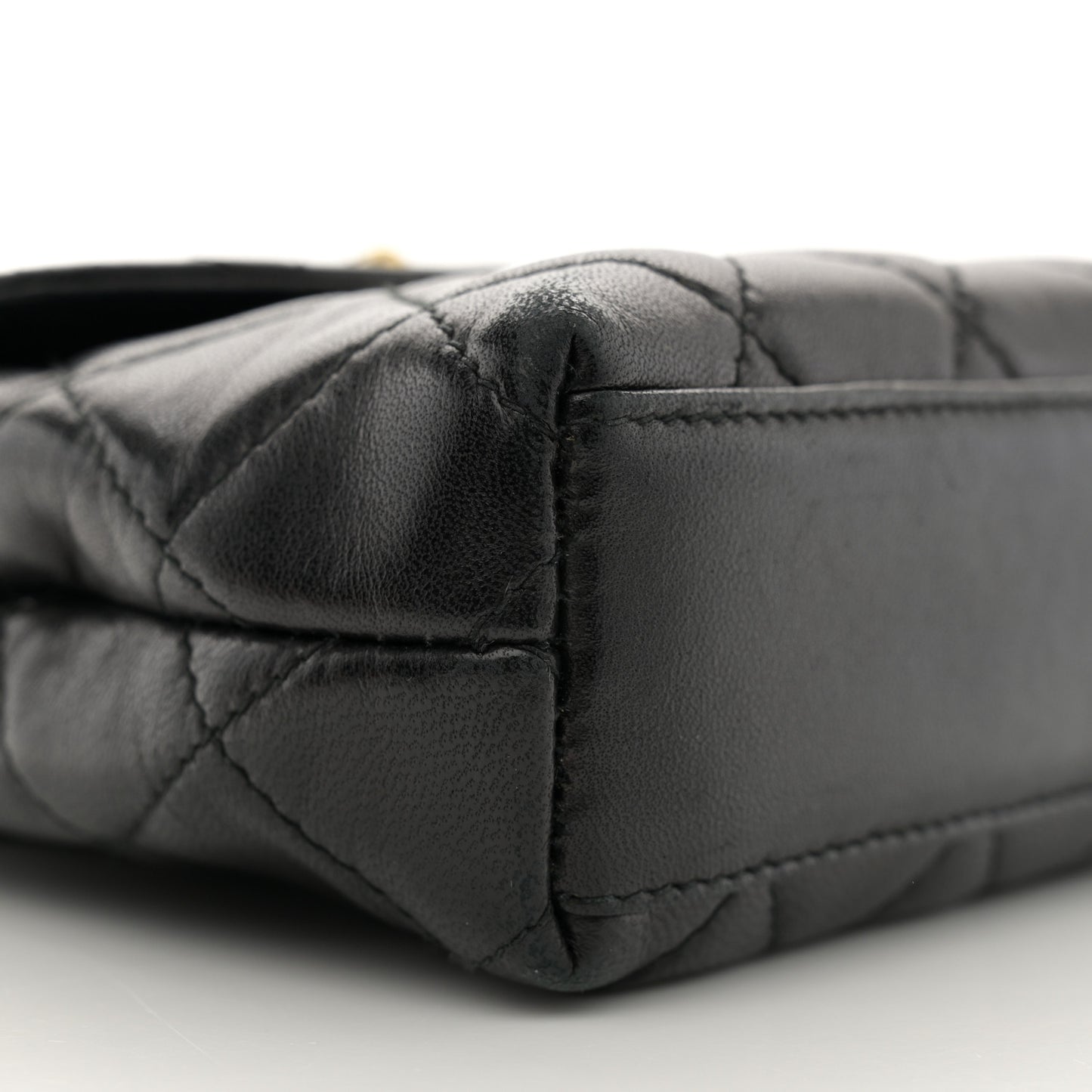 Lambskin Quilted Mini Flap Waist Belt Bag Black