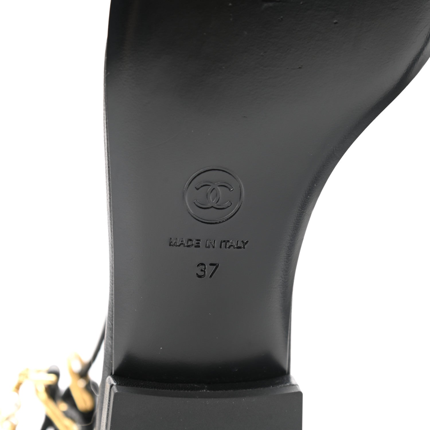 Chanel Lambskin Pearl Ankle Strap Sandals 37 Black 6 of 8
