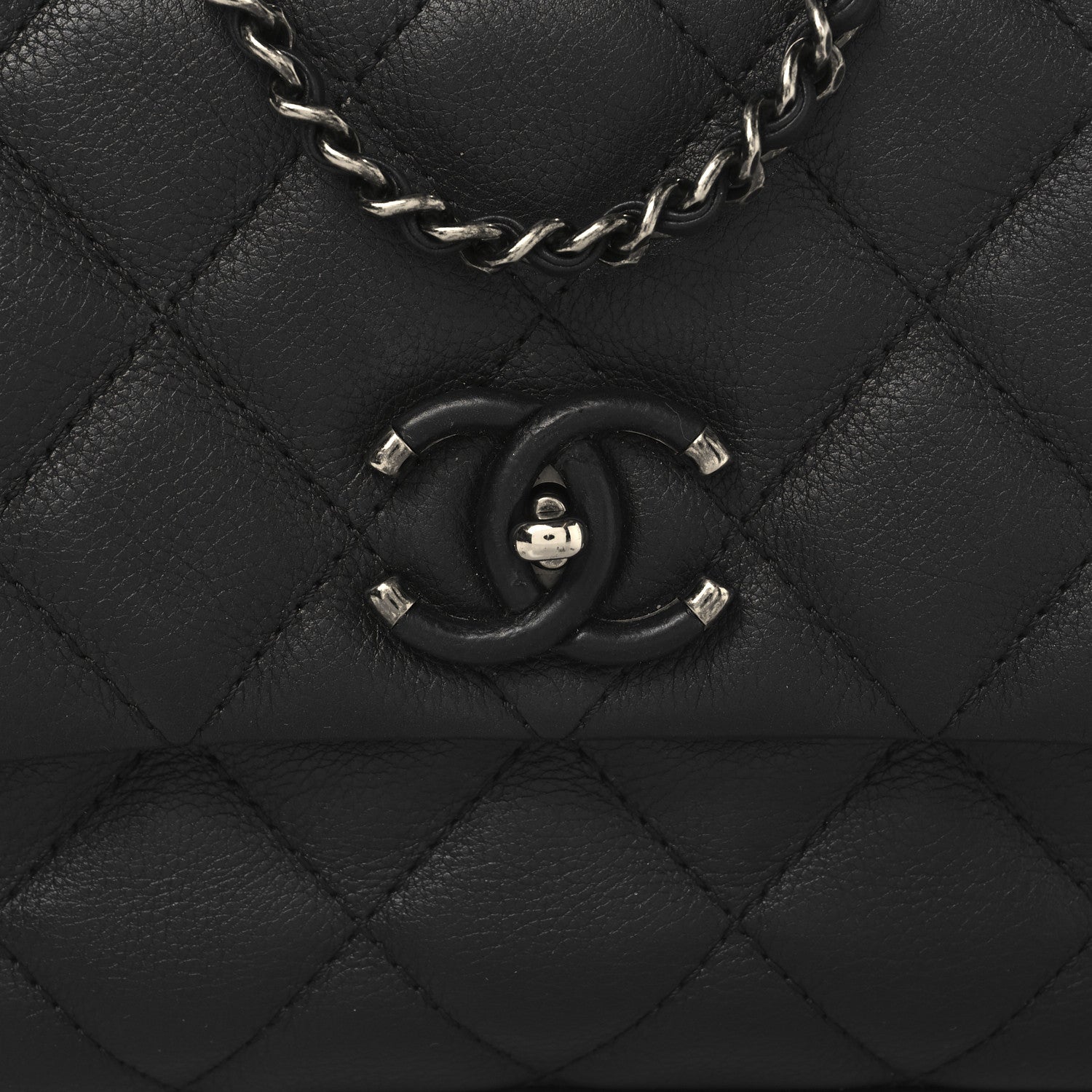 Chanel Calfskin Quilted Small Frame In Chain Flap Black 8 of 10