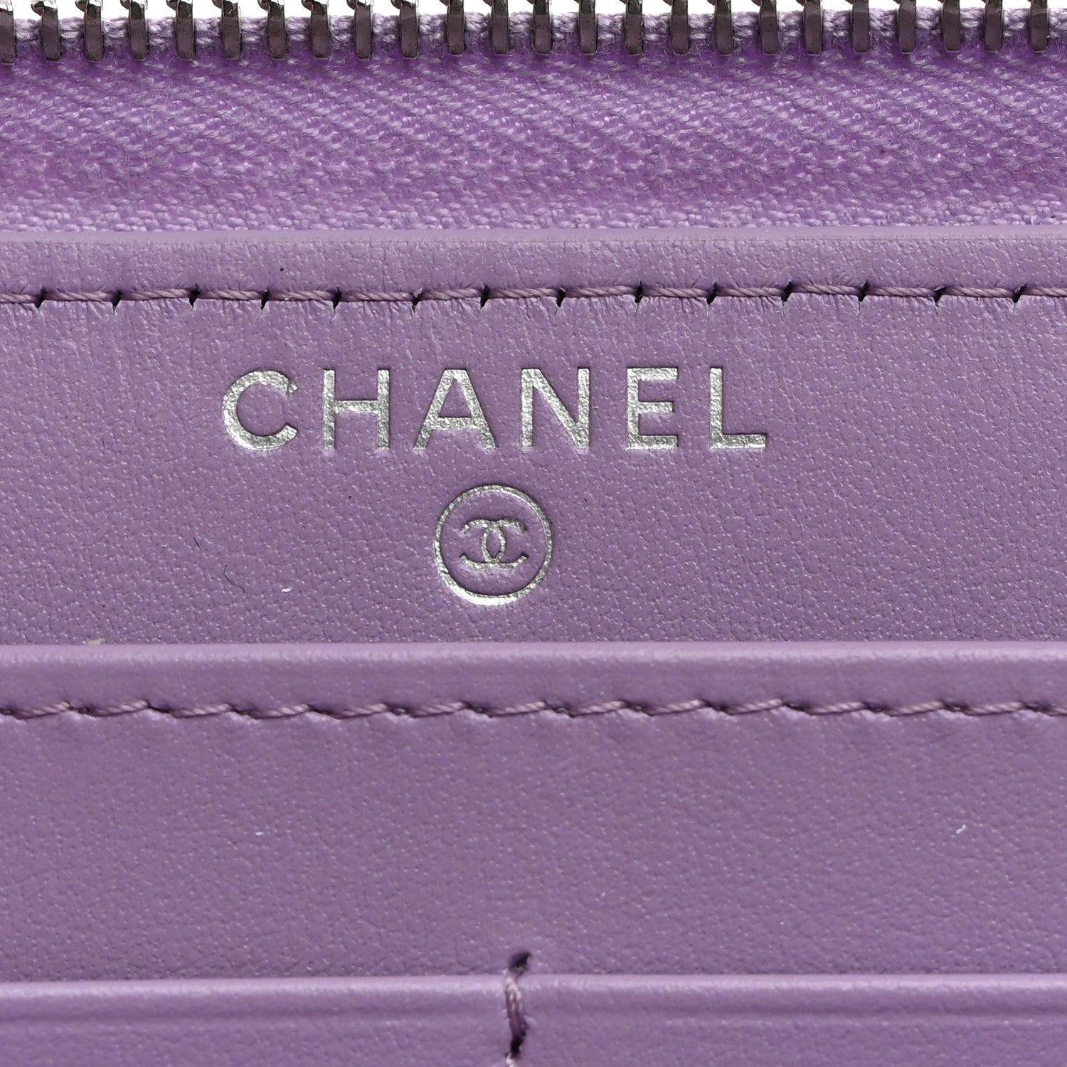 Chanel Caviar Quilted CC Logo Long Zipped Wallet Light Purple 6 of 9