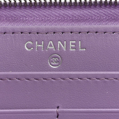 Chanel Caviar Quilted CC Logo Long Zipped Wallet Light Purple 6 of 9