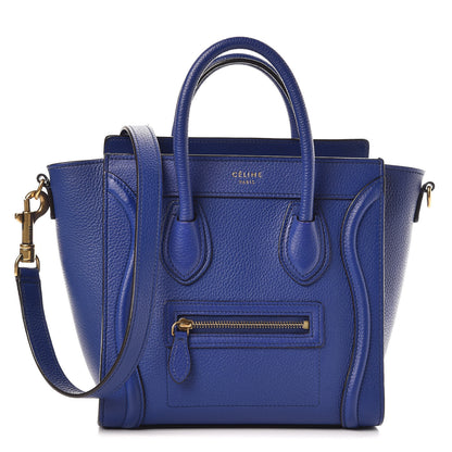 Celine Drummed Calfskin Nano Luggage Indigo 1 of 14
