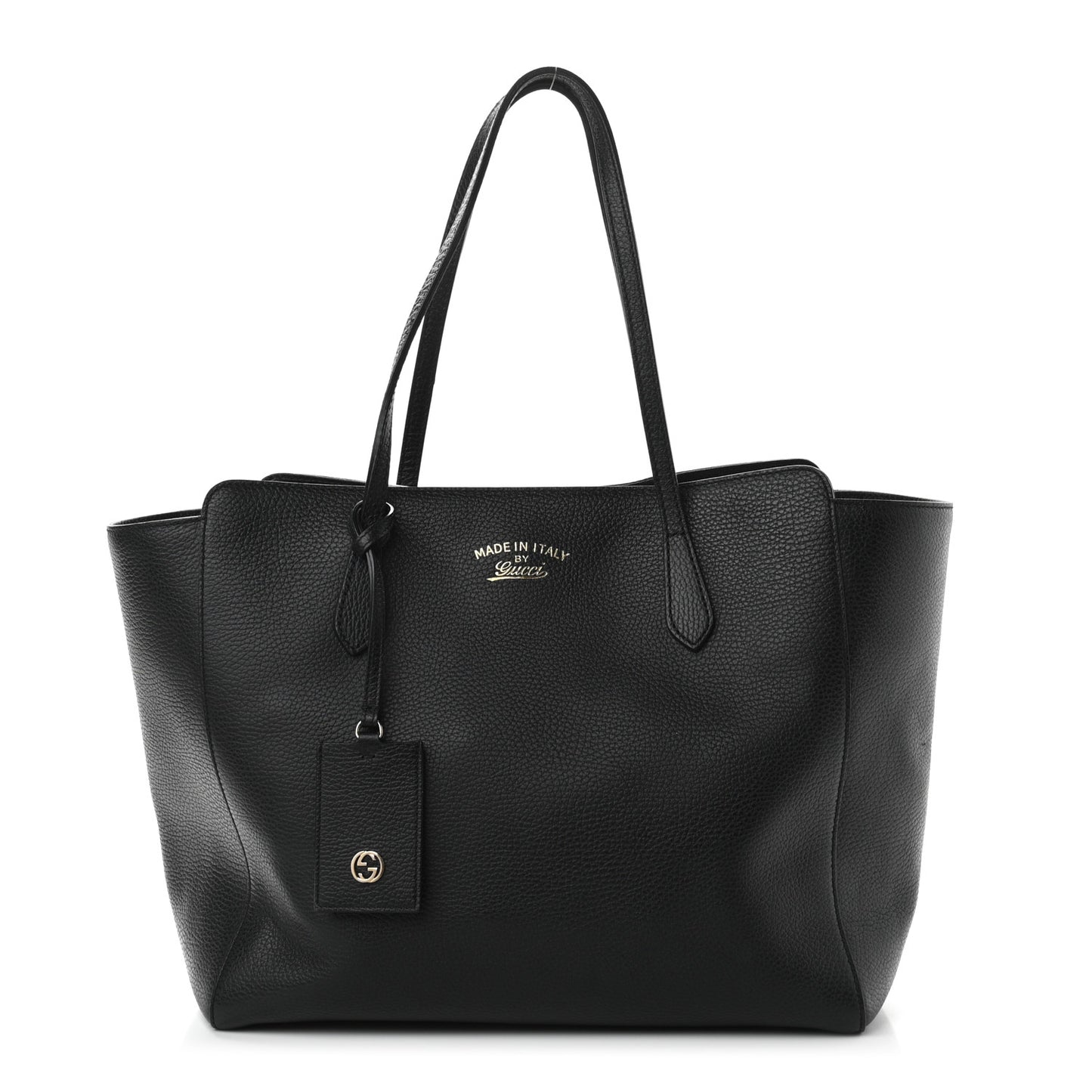 Pebbled Calfskin Medium Swing Tote Black