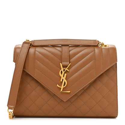 Saint Laurent Grain De Poudre Textured Mixed Matelasse Triquilt Medium Monogram Satchel Dune 1 of 8