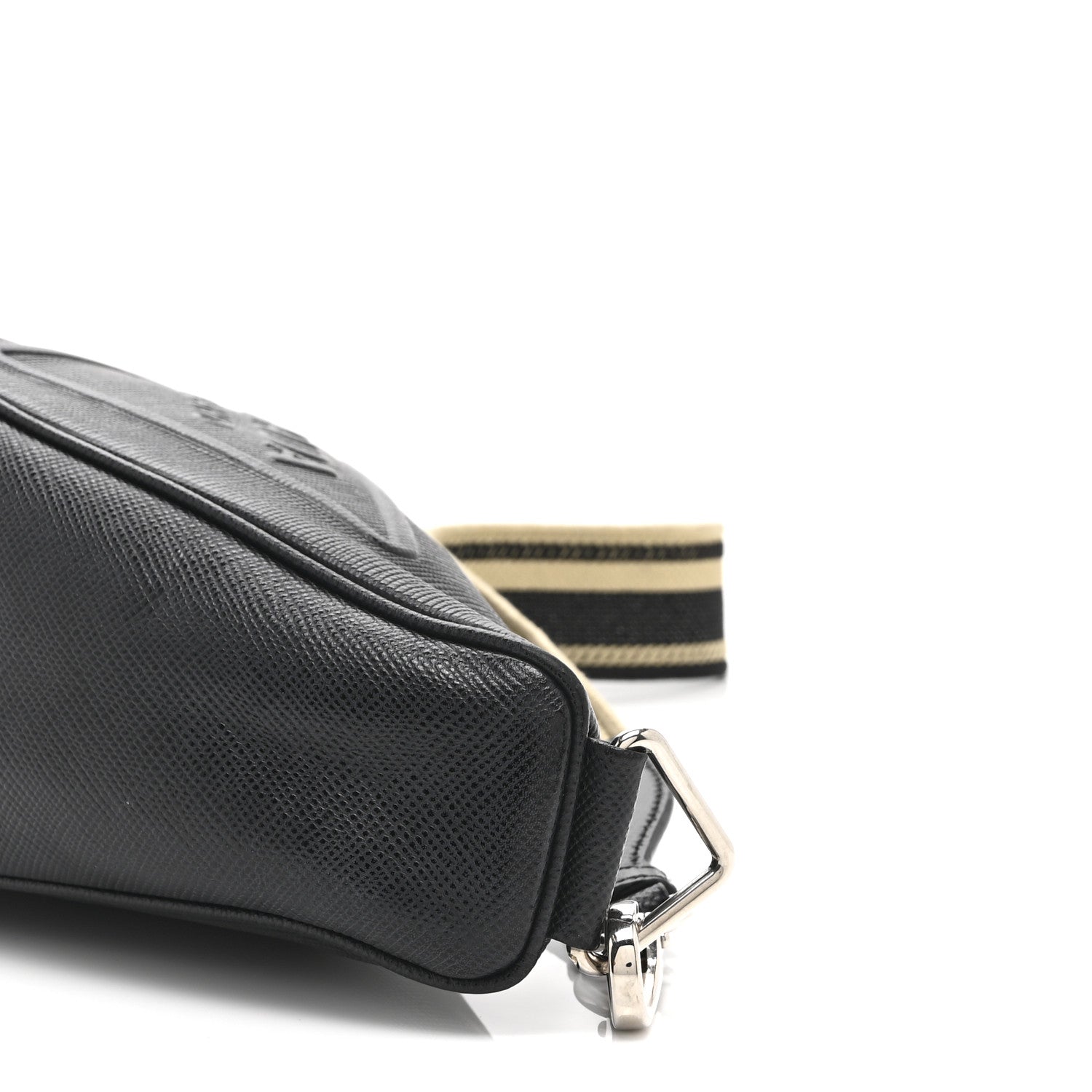 Prada Saffiano Cuir Triangle Logo Embossed Triangle Shoulder Bag Black 15 of 18