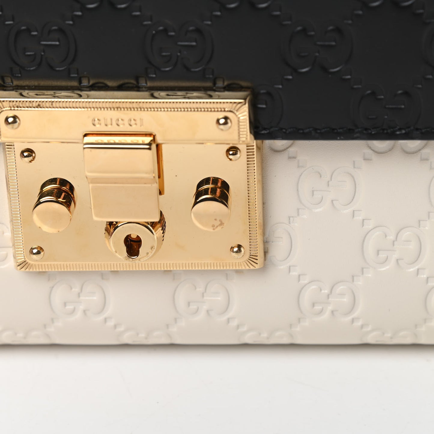 Guccissima Medium Padlock Shoulder Bag Black Mystic White