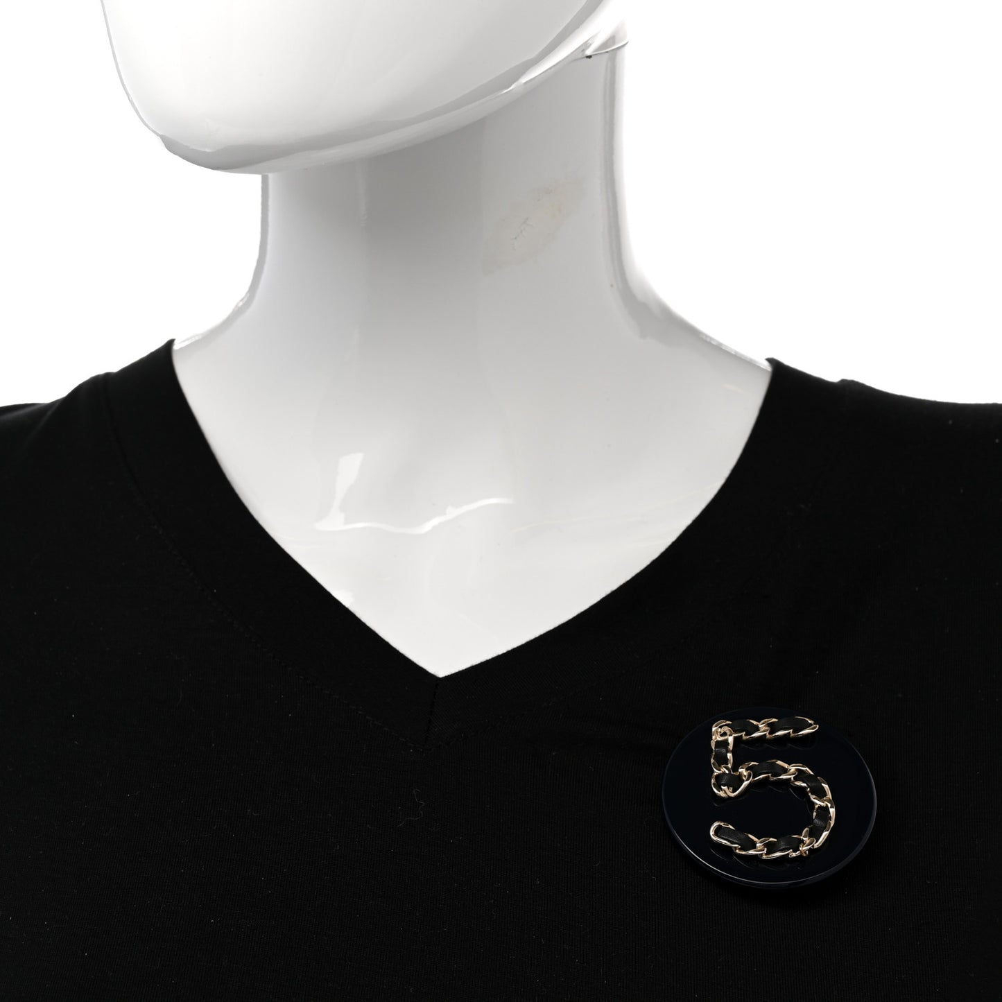 Resin Chain 5 Brooch Black