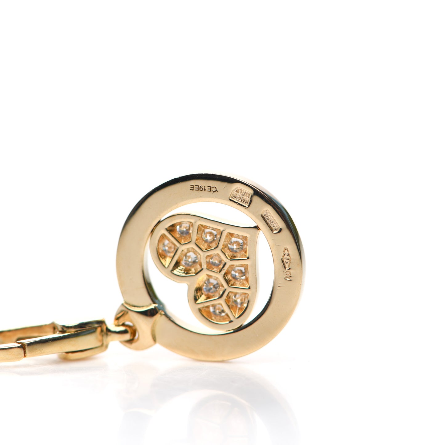 18K Yellow Gold Diamond Tondo Heart Charm