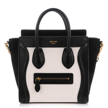 Celine Bullhide Calfskin Suede Nano Bi-Color Luggage White 1 of 7