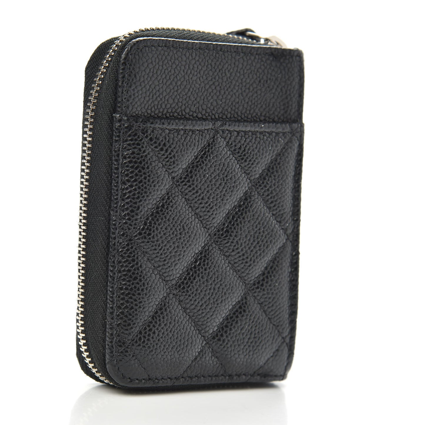 Caviar Quilted Zip Card Holder Black