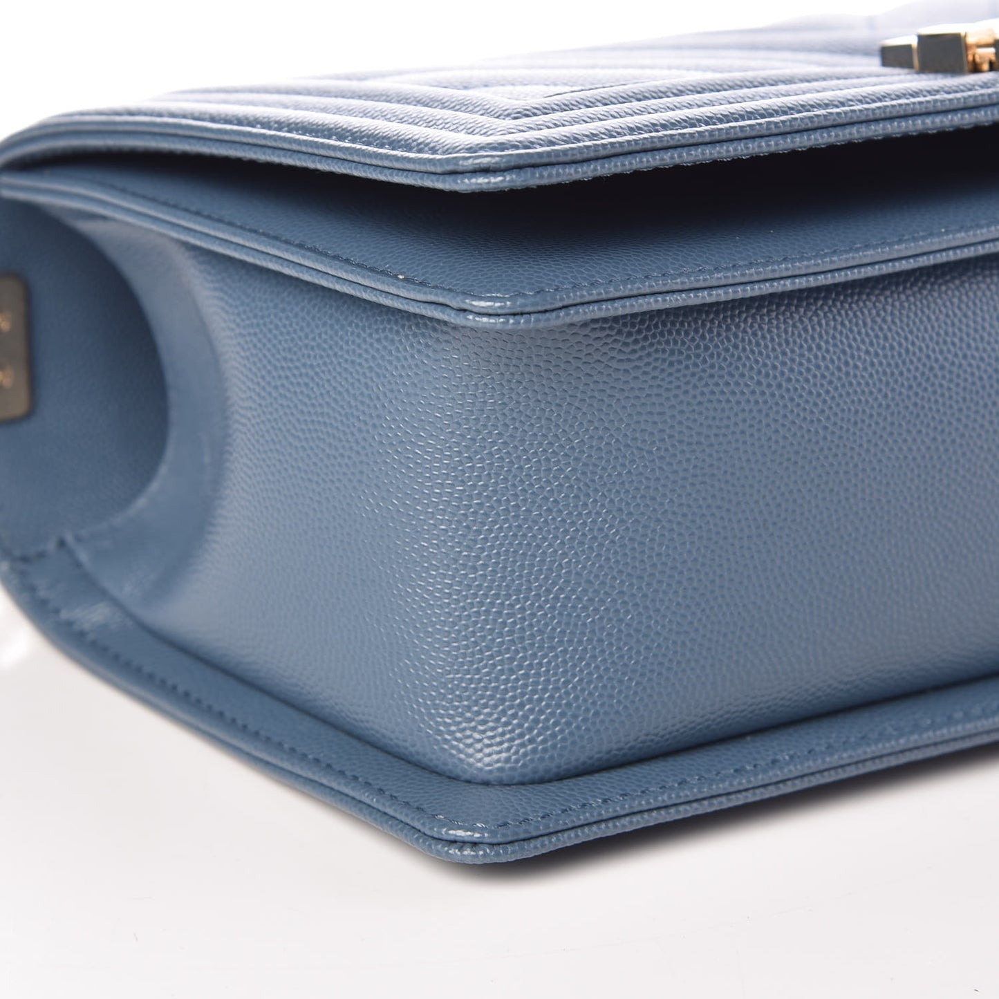 Caviar Chevron Quilted Medium Boy Flap Blue