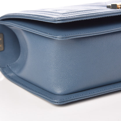 Chanel Caviar Chevron Quilted Medium Boy Flap Blue 8 of 10