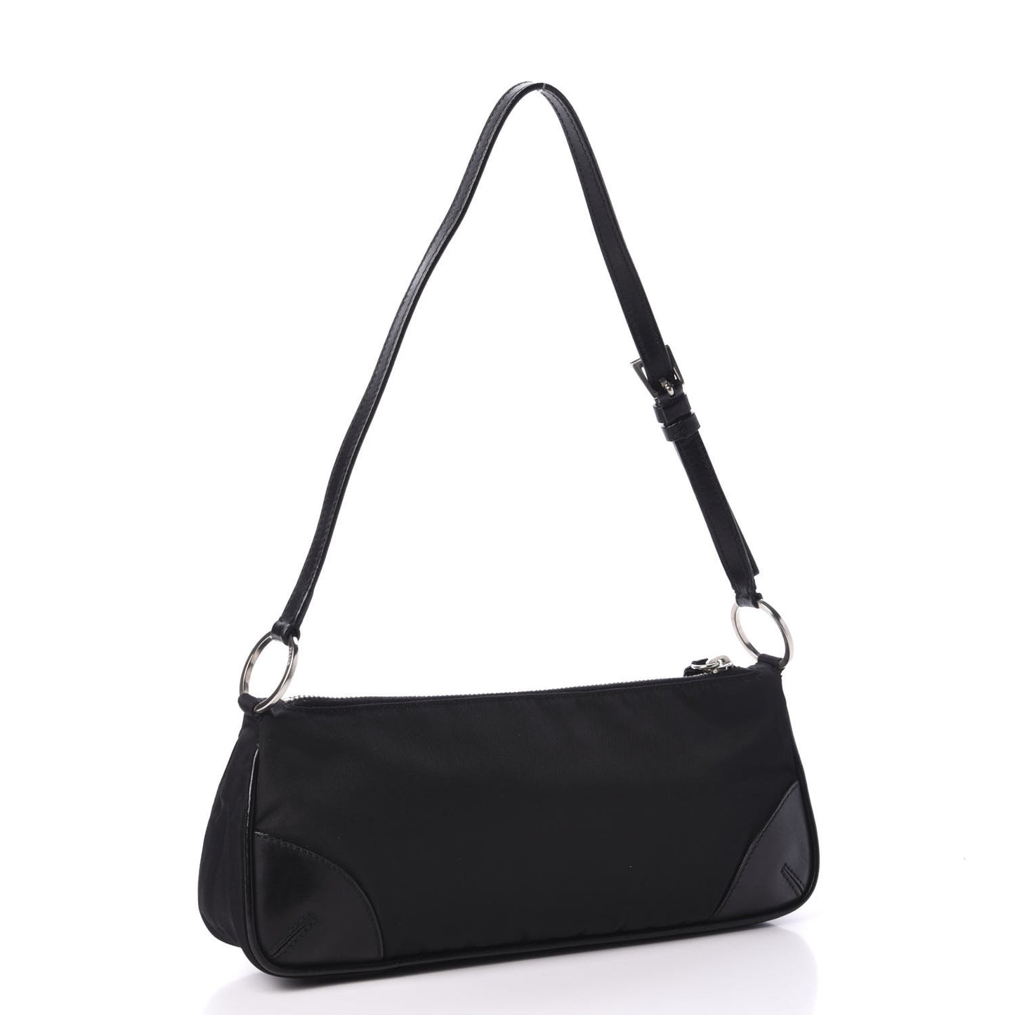 Tessuto Nylon Soft Calfskin Shoulder Bag Black