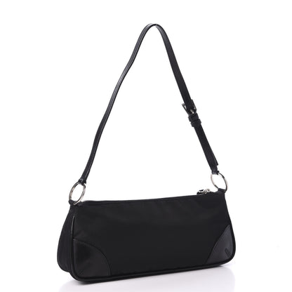 Prada Tessuto Nylon Soft Calfskin Shoulder Bag Black 3 of 9