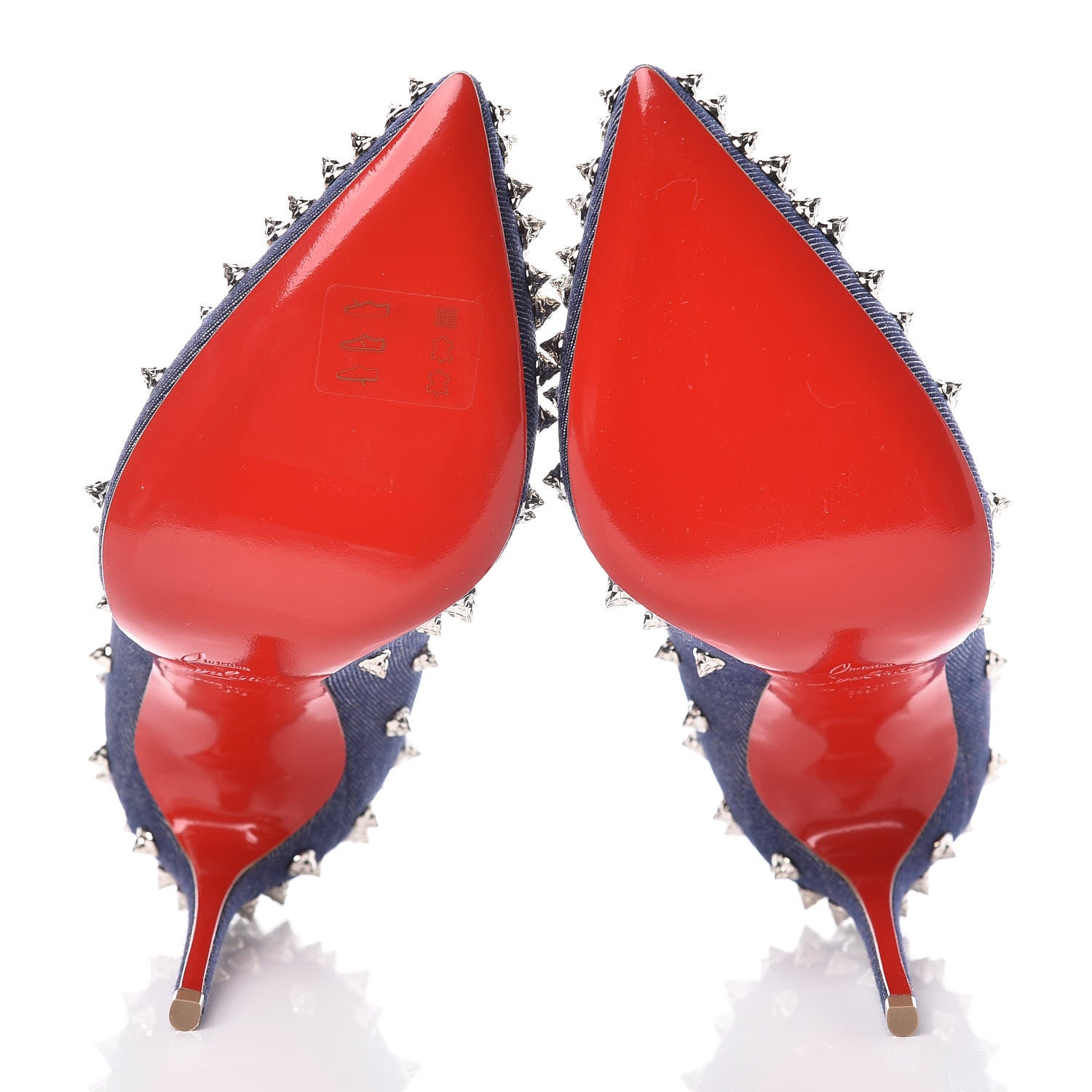 Christian Louboutin Denim Studded Aimantaclou 100 Pumps 36 Blue Silver 5 of 9