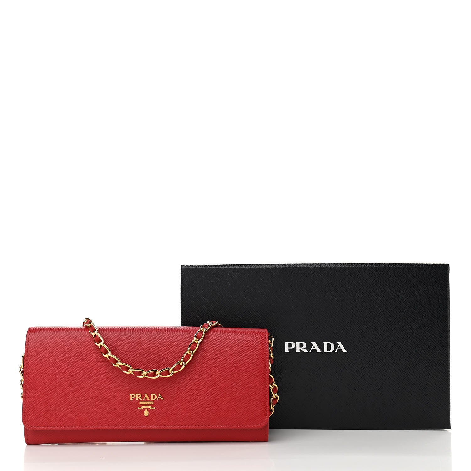 Prada Saffiano Wallet on Chain Fuoco 10 of 10