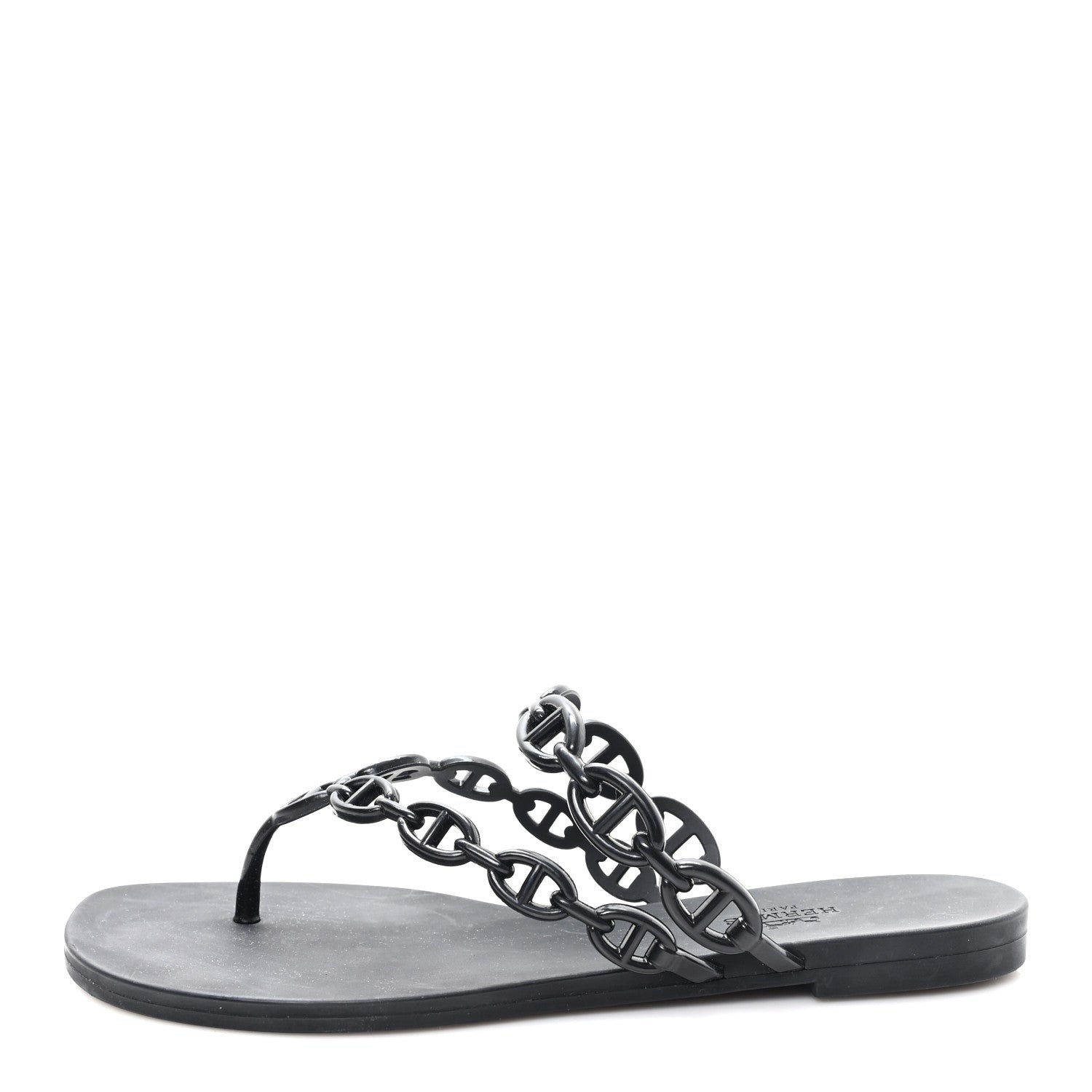 Hermes Rubber Chaine d'Ancre Island Sandals 38 Black 1 of 10