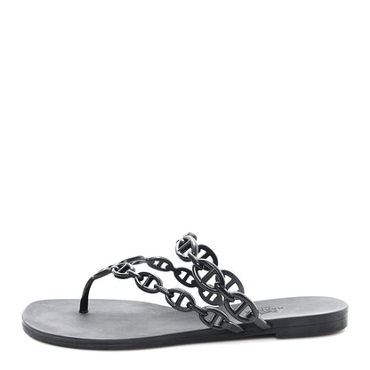 Hermes Rubber Chaine d'Ancre Island Sandals 38 Black 1 of 10
