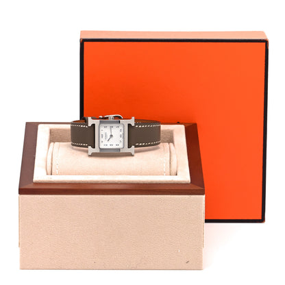 Hermes Stainless Steel Swift 21mm Heure H Hour Quartz Watch Etoupe 5 of 5