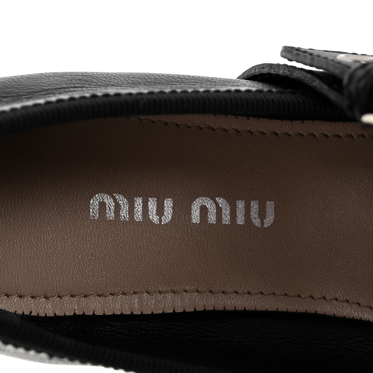 Miu Miu Nappa Vitello Nevada Double Buckle Ballerina Flats 36 Black 8 of 9