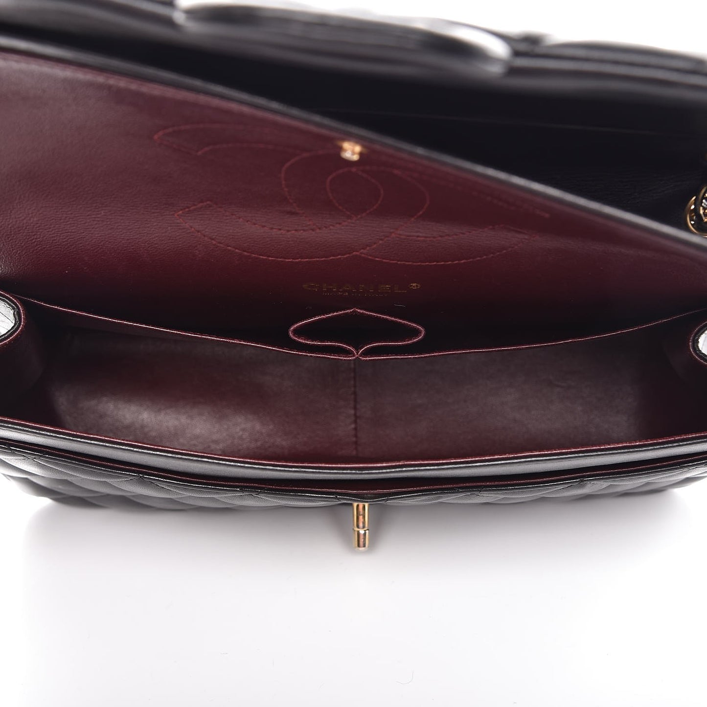 Lambskin Quilted Jumbo Double Flap Black