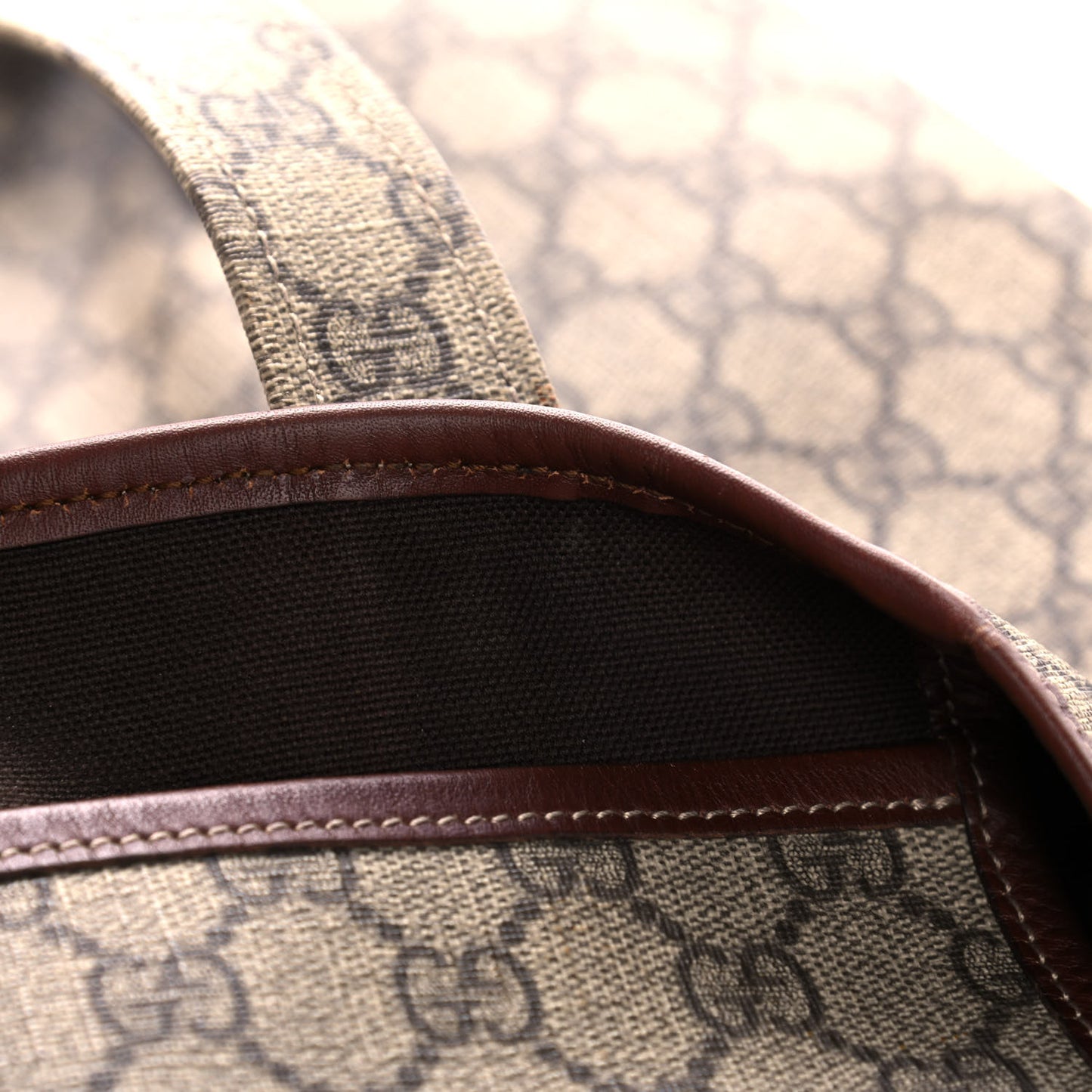 GG Plus Monogram Large Signature Web Loop Tote Brown