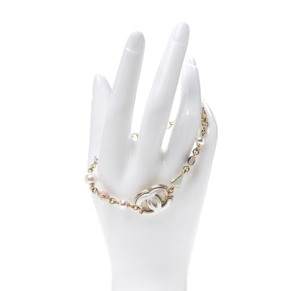 Chanel Pearl Enamel CC Bracelet Green Blue Pink 2 of 5