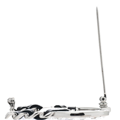 Chanel Lambskin Baguette Crystal CC Brooch Black Silver 5 of 5