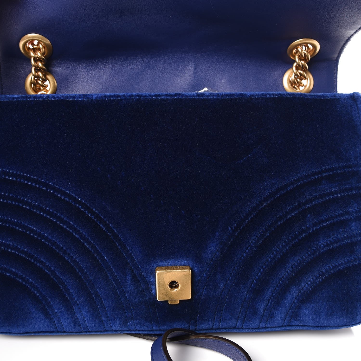 Gucci Velvet Matelasse Medium GG Marmont Shoulder Bag Cobalt Blue 9 of 11