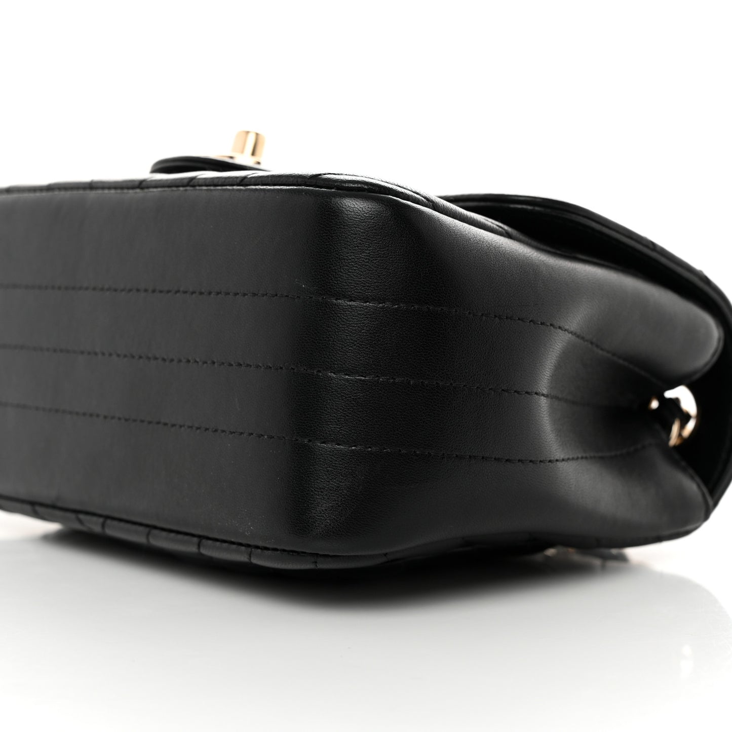Lambskin Chevron Quilted Mini Square Flap Black