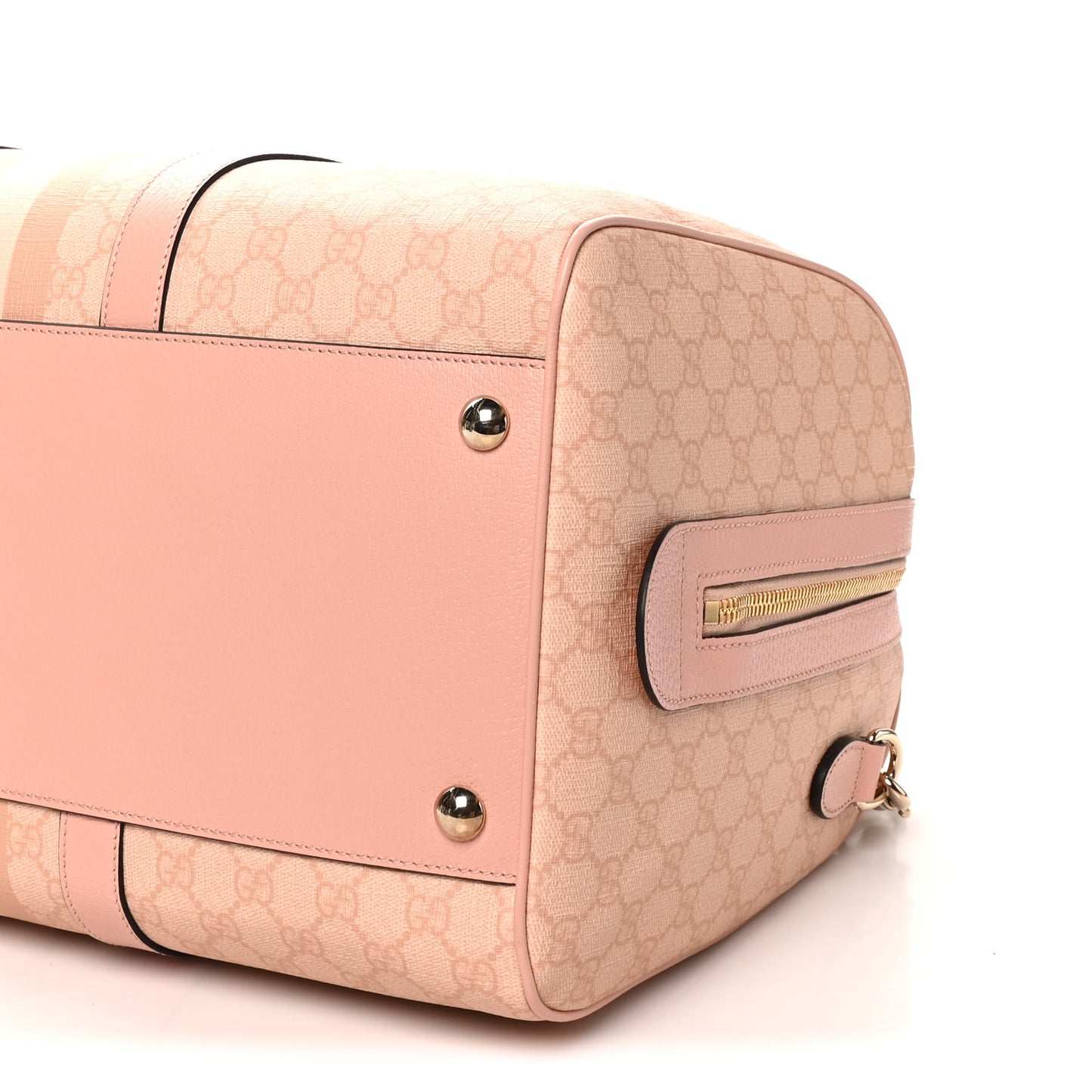 GG Supreme Monogram Textured Dollar Calfskin Web Medium Savoy Duffle Bag Rose Pink