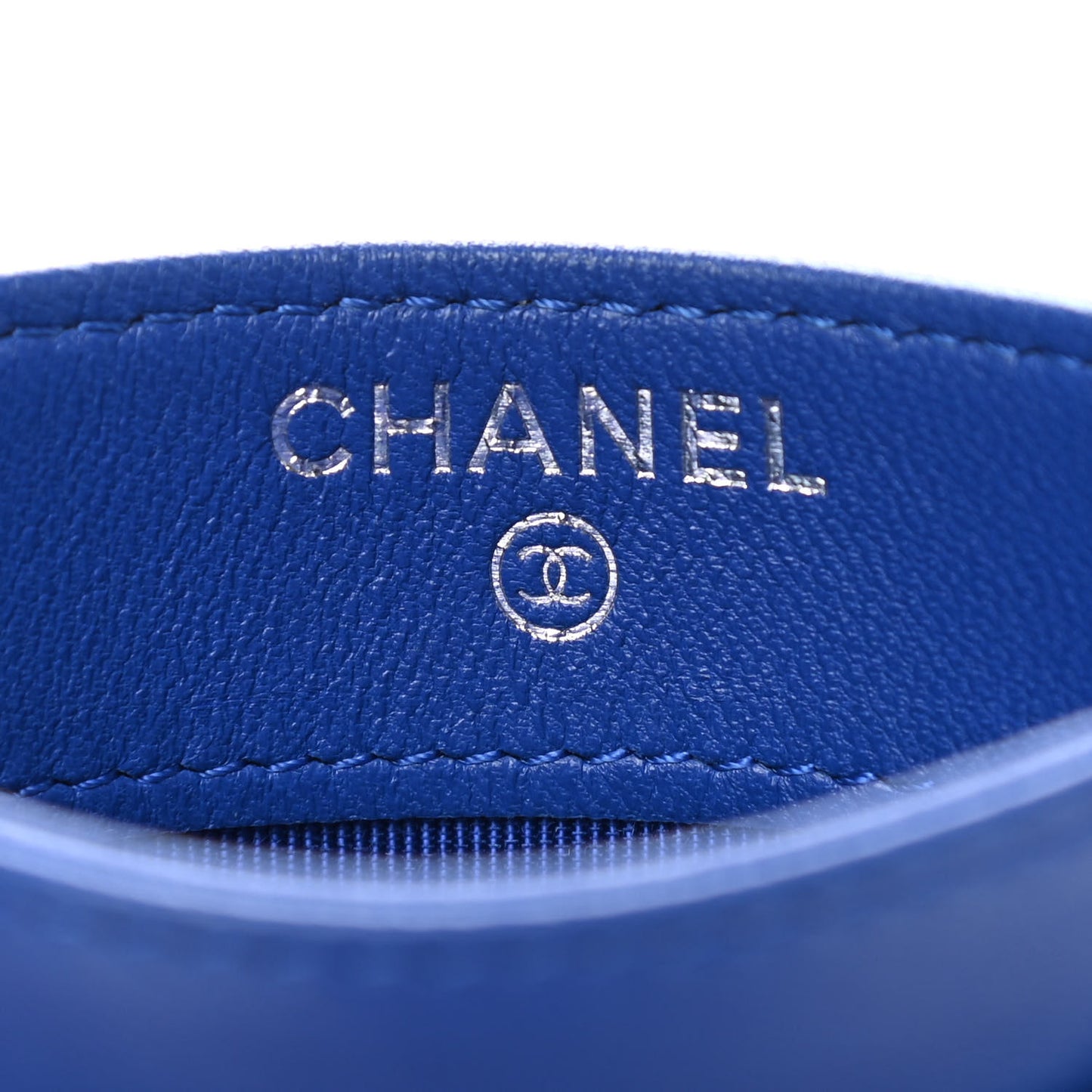 Lambskin Quilted Card Holder Blue