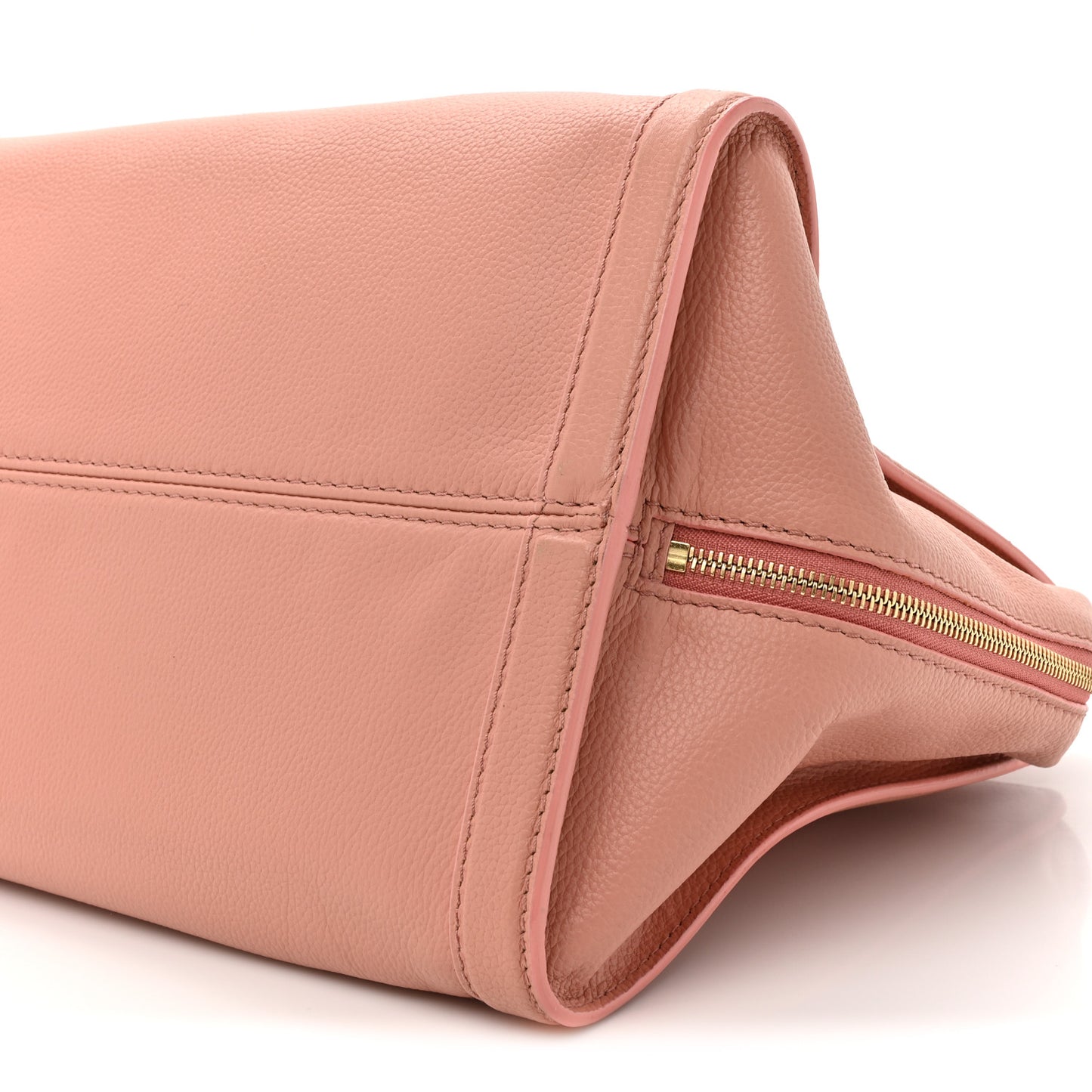 Pebbled Calfskin Large Skull Padlock Zip Around Tote Blush Pink