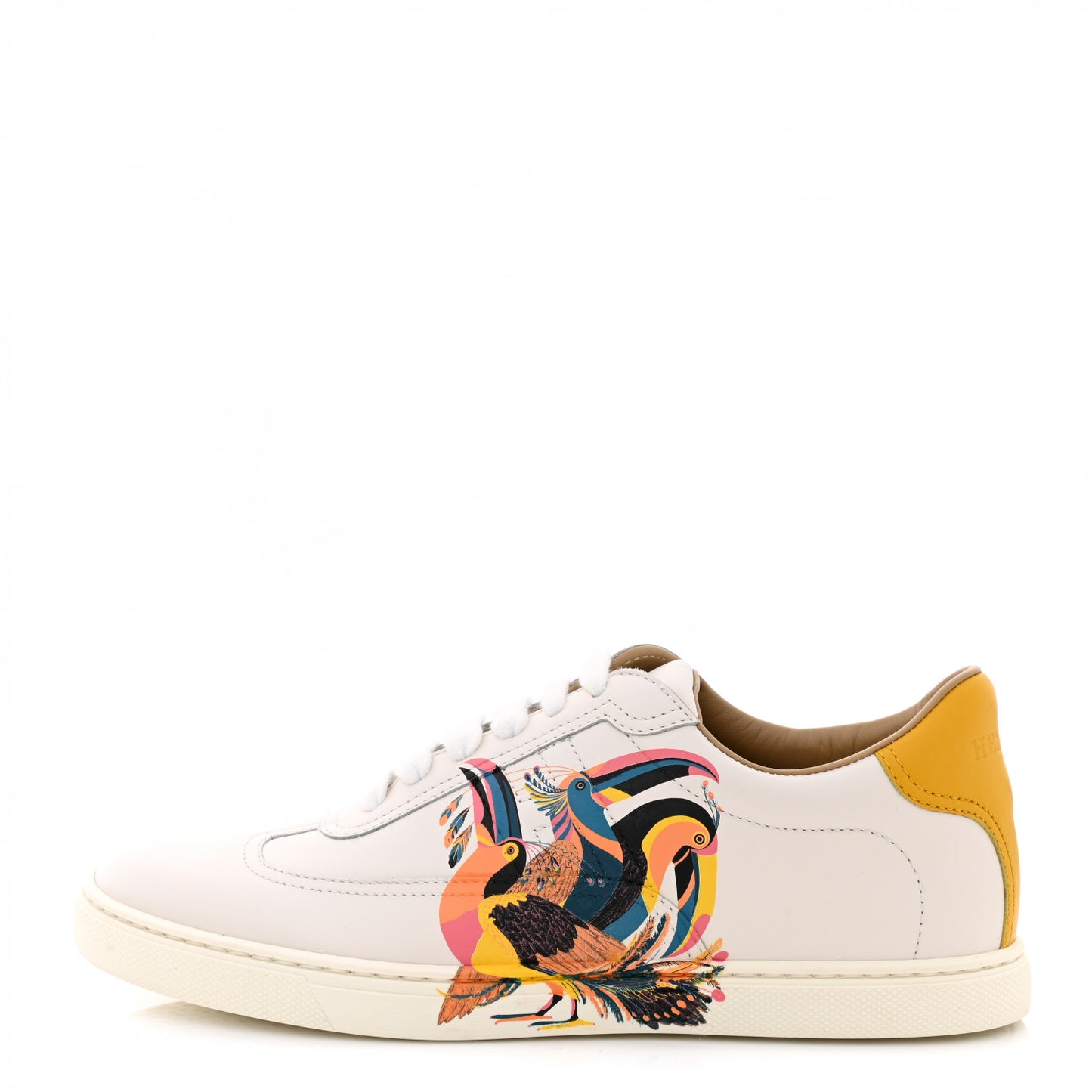 Calfskin Printed Toucans De Paradis Quicker Sneakers 36 White Multicolor