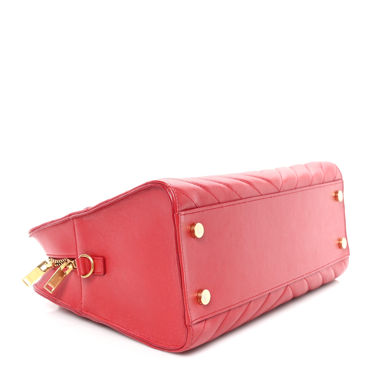 Calfskin Matelasse Chevron Small Monogram Cabas Lipstick Red