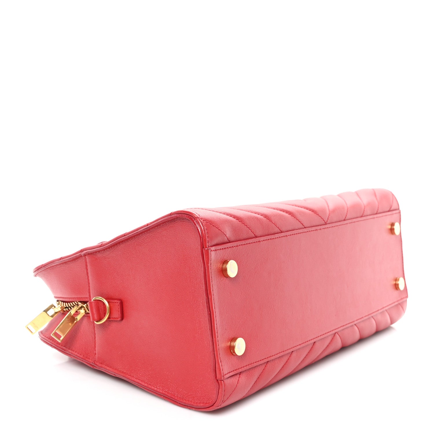 Saint Laurent Calfskin Matelasse Chevron Small Monogram Cabas Lipstick Red 4 of 11