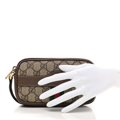 Gucci GG Supreme Monogram Ophidia Phone Case Wristlet Brown 2 of 9