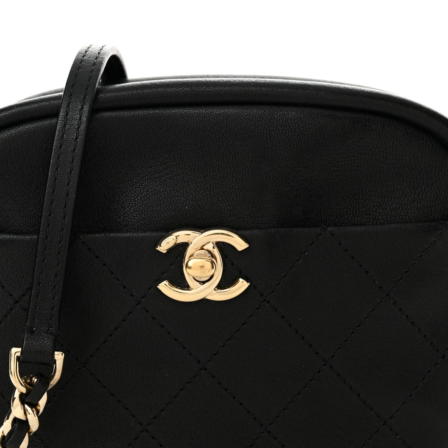 Goatskin Quilted Small Casual Trip Camera Case Black