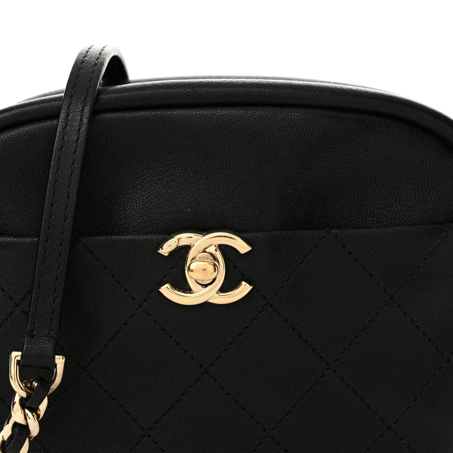 Chanel Goatskin Quilted Small Casual Trip Camera Case Black 8 of 12