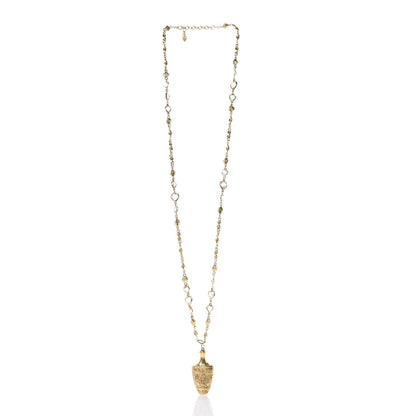 Christian Dior Metal Crystal Etruscan Urn Vase Sautoir Necklace Gold 3 of 6