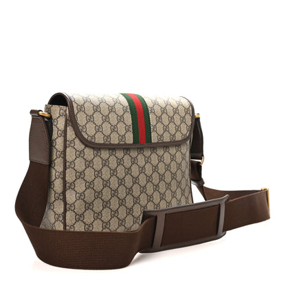 Gucci Tender GG Supreme Monogram Textured Dollar Calfskin Ophidia Messenger Bag Beige Ebony Dark Brown 3 of 10