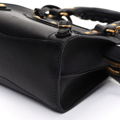 Balenciaga Smooth Calfskin Neo Classic Brass Hardware Nano City Crossbody Black 6 of 12