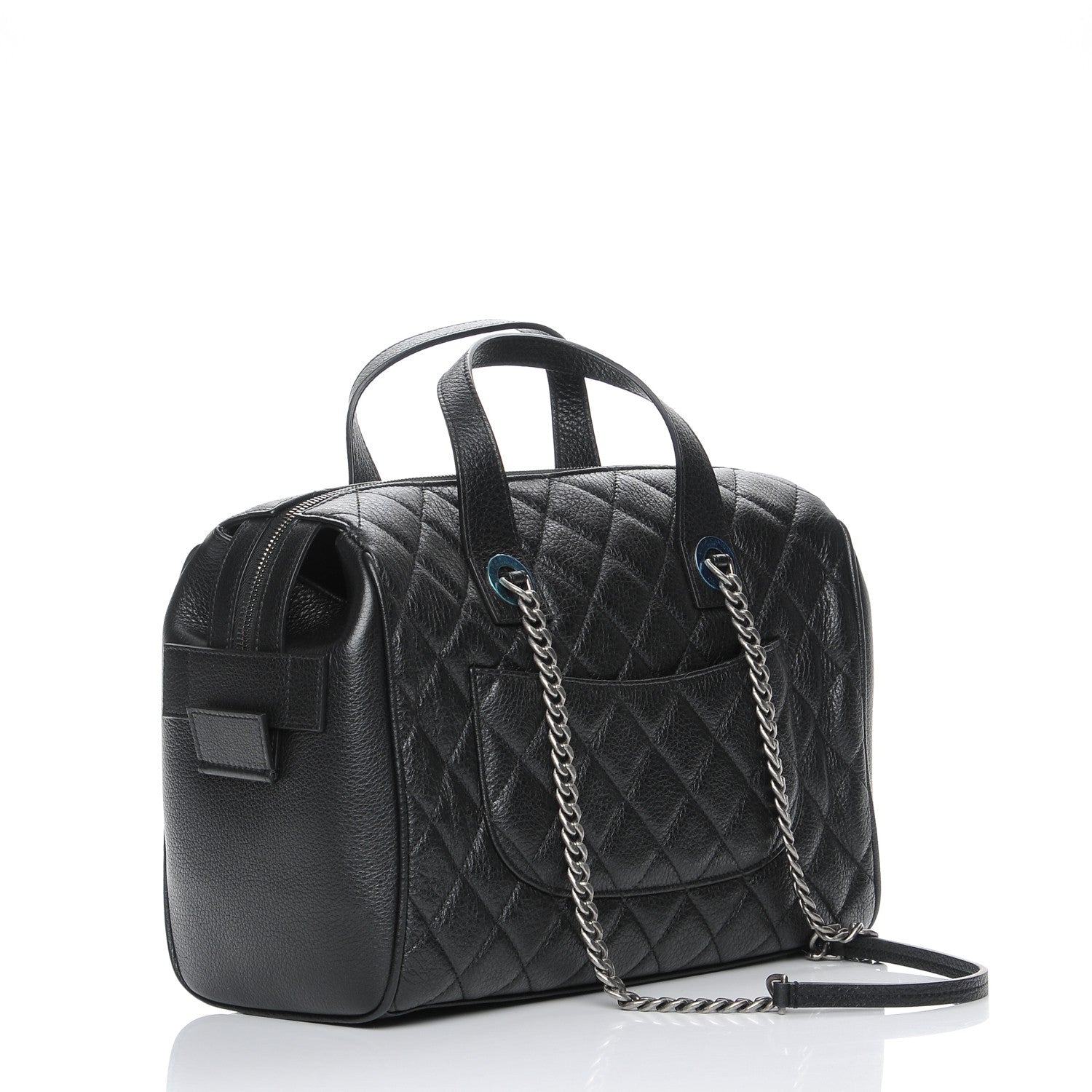 Chanel Calfskin Quilted Bowling Bag Black 3 of 8