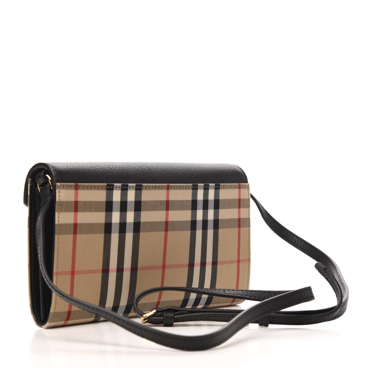 Burberry Grainy Calfskin Vintage Check Wallet With Detachable Strap Black 3 of 8