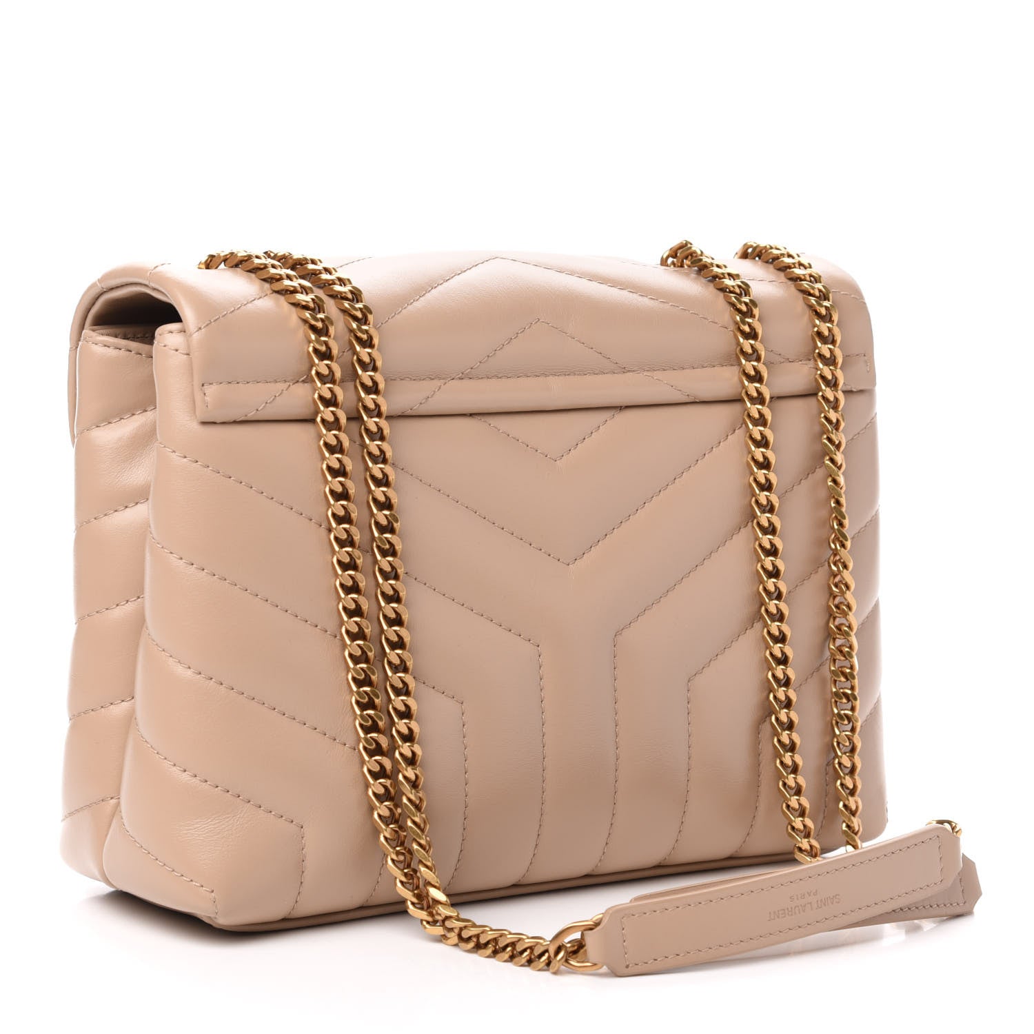 Saint Laurent Calfskin Y Quilted Monogram Small Loulou Chain Satchel Dark Beige 4 of 12
