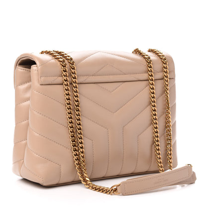 Saint Laurent Calfskin Y Quilted Monogram Small Loulou Chain Satchel Dark Beige 4 of 12