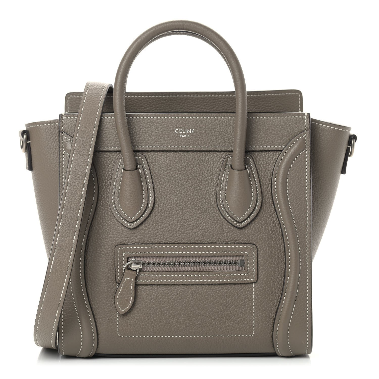 Celine Drummed Calfskin Nano Luggage Souris 1 of 11